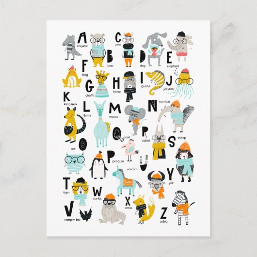 Cute Animal Alphabet | Sommige hebben Petten Briefkaart (Voorkant)