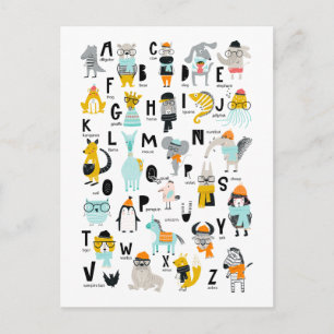 Cute Animal Alphabet   Sommige hebben Petten Briefkaart