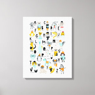Cute Animal Alphabet   Sommige hebben Petten Canvas Afdruk