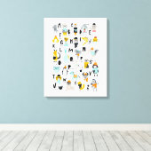 Cute Animal Alphabet | Sommige hebben Petten Canvas Afdruk (Insitu (Houten vloer))