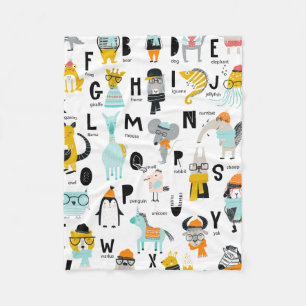 Cute Animal Alphabet Sommige hebben Petten Fleece Deken