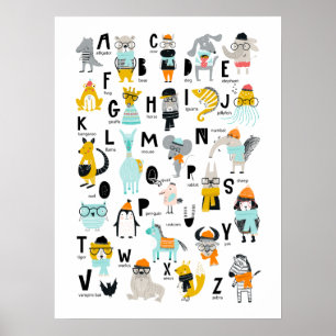 Cute Animal Alphabet   Sommige hebben Petten Poster