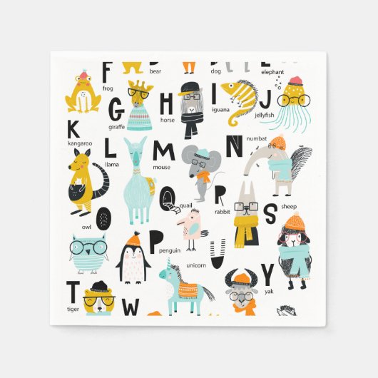 Cute Animal Alphabet | Sommige hebben Petten Servet (Voorkant)