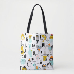 Cute Animal Alphabet Sommige hebben Petten Tote Bag