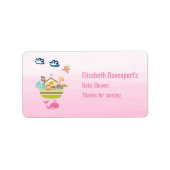 Cute Animal Ark Baby shower Roze Etiket (Voorkant)