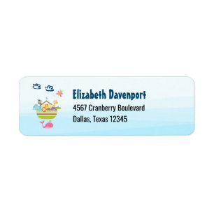 Cute Animal Ark met een vlinder en walvis Etiket