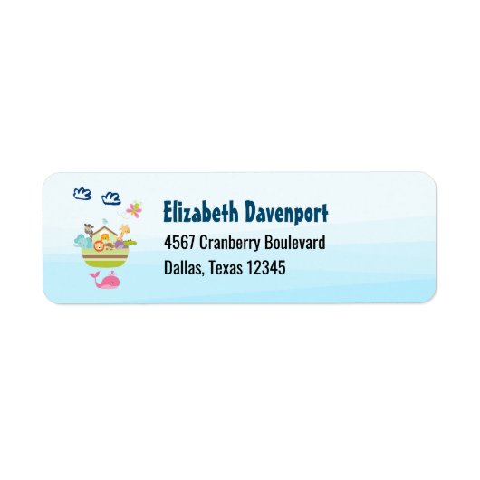 Cute Animal Ark met een vlinder en walvis Etiket (Voorkant)