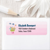 Cute Animal Ark met een vlinder en walvisroze Etiket (Insitu)