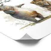 Cute animal art - "De hippo deed het niet" Poster (Hoek)