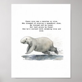 Cute animal art - Racing Manatee Poster