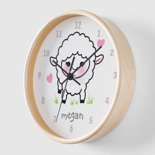 Cute Animal Baby Sheep Lamb Nursery Wall Clock (Hoek)