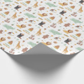 Cute Animal Birthday Party Pattern Cadeaupapier (Hoek)