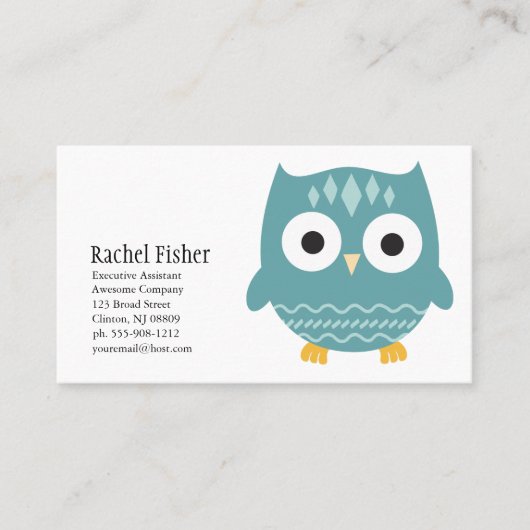 Cute Animal Blue Owl Visitekaartjes (Voorkant)