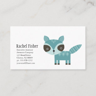 Cute Animal Blue Raccoon Visitekaartjes