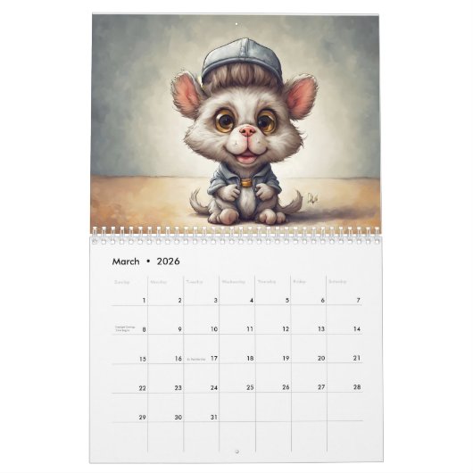 Cute Animal Caricatures 2026 Calendar 12 Months Kalender (Mar 2026)