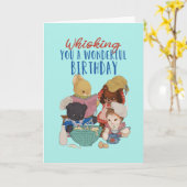 Cute Animal Cartoon Baking Cake Pun Funny Birthday Kaart (Gele Bloem)