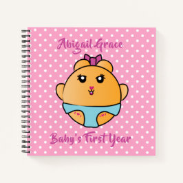 Cute Animal Cartoon Girl Baby Journaling Pink Notitieboek