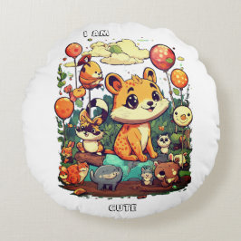 Cute Animal cartoon nieuw ontwerp ik ben schattig Rond Kussen