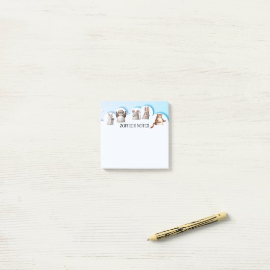 Cute Animal Cartoon Post-it® Notes (Op bureau)