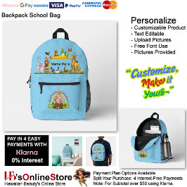 Cute Animal Cartoon School Supplies Backpack 12 Bedrukte Rugzak