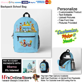 Cute Animal Cartoon School Supplies Backpack Bag 6 Bedrukte Rugzak