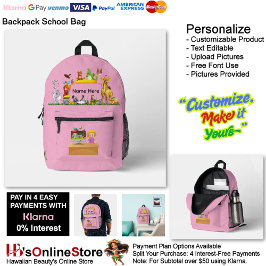 Cute Animal Cartoon School Supplies Backpack Bag 9 Bedrukte Rugzak