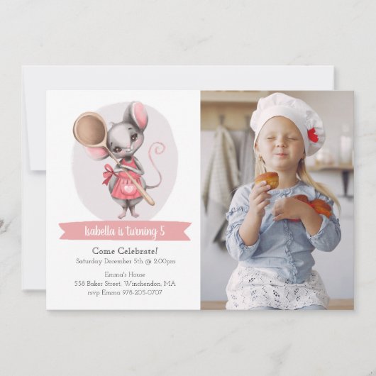 Cute Animal Chef Birthday Party Invitation Kaart (Voorkant)