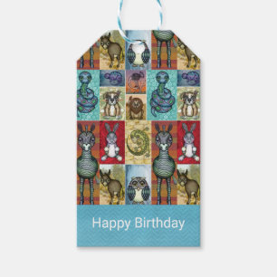 Cute Animal Collage Folk Art Design Happy Birthday Cadeaulabel