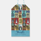 Cute Animal Collage Folk Art Design Hartelijk dank Cadeaulabel (Voorkant)