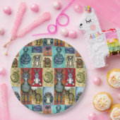 Cute Animal Collage Folk Art Design Papieren Bordje (Feest)