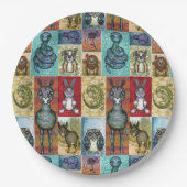 Cute Animal Collage Folk Art Design Papieren Bordje (Voorkant)