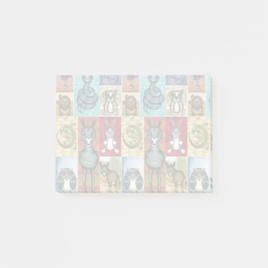 Cute Animal Collage Folk Art Design Post-it® Notes (Voorkant)