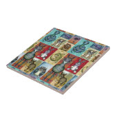 Cute Animal Collage Folk Art Design Tegeltje (Zijkant)