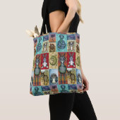 Cute Animal Collage Folk Art Design Tote Bag (Dichtbij)