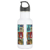 Cute Animal Collage Folk Art Design Waterfles (Achterkant)