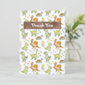 Cute Animal Dinasaur Schattig Baby shower Bedankkaart (Staand voorkant)