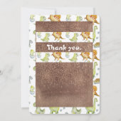 Cute Animal Dinasaur Schattig Baby shower Bedankkaart (Achterkant)