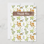 Cute Animal Dinasaur Schattig Baby shower Bedankkaart (Voorkant)
