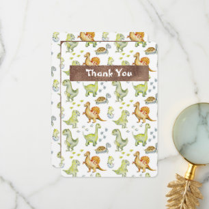 Cute Animal Dinasaur Schattig Baby shower Bedankkaart