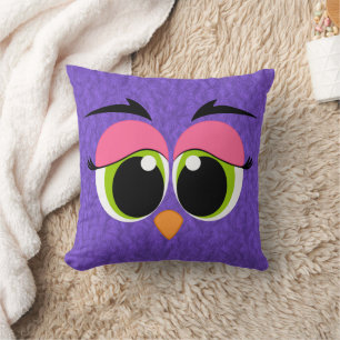 Cute Animal Eyes Paars Pink Fur Kijk Kussen