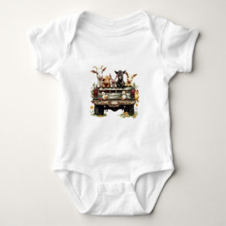 Cute Animal Farm On Baby Jersey Bodysuit