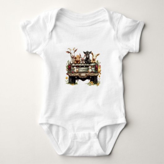 Cute Animal Farm On Baby Jersey Bodysuit (Voorkant)