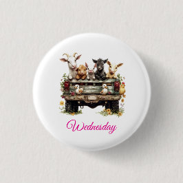 Cute Animal Farm On Round Button