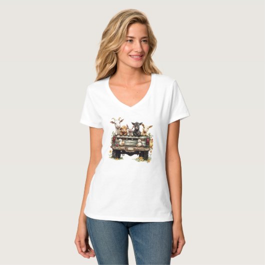 Cute Animal Farm On T-Shirt (Voorkant volledig)