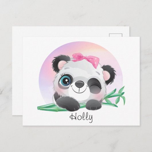 Cute Animal Friendly Panda Bamboo     Briefkaart (Voorkant / Achterkant)