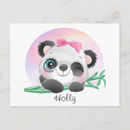 Cute Animal Friendly Panda Bamboo     Briefkaart