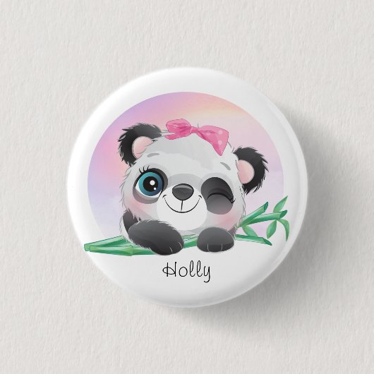 Cute Animal Friendly Panda Bamboo Ronde Button 3,2 Cm (Voorkant)