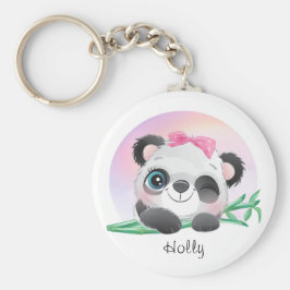 Cute Animal Friendly Panda Bamboo Sleutelhanger