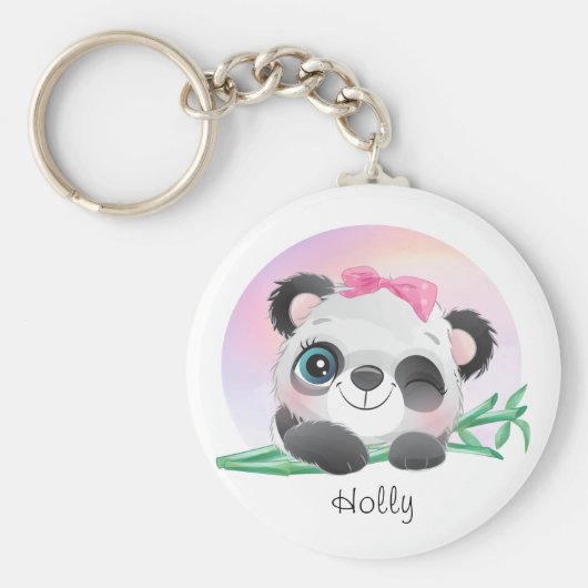 Cute Animal Friendly Panda Bamboo Sleutelhanger (Voorkant)