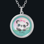 Cute Animal Friendly Panda Bamboo         Zilver Vergulden Ketting<br><div class="desc">Super Cute Animal Friendly Panda met lint-bamboe. Geweldig geschenk voor panda-fan, panda-liefhebbers of iedereen die gek is op panda's! Een grappig en leuk panda cadeau voor elke keer. Eenvoudige aanpassing van de naam en het lettertype van uw prinses met behulp van de knop "Personalisatie". U kunt het ontwerp ook op...</div>